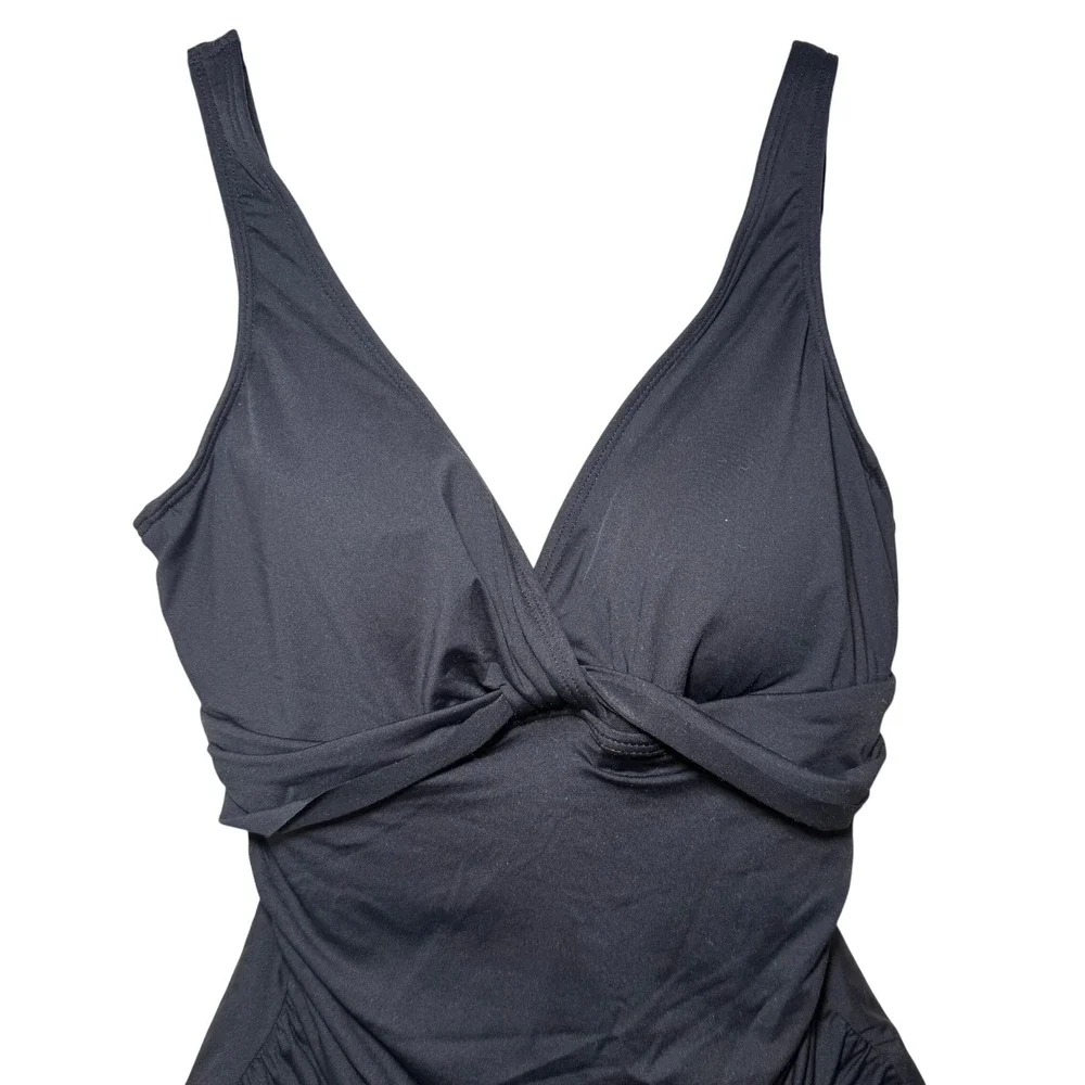 Lauren Ralph Lauren Black One Piece Swimsuit Women Ruched V Neck US‎ 10